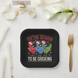 Tis The Season To Be Chicking Xmas Chicken Western Paper Plate