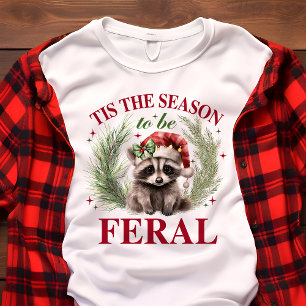 Tis the Season to Be Feral Funny Racoon Christmas Tri-Blend Shirt
