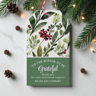 'Tis The Season To Be Grateful Corporate Christmas Gift Tags