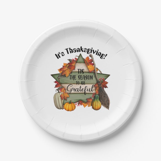 Tis The Season To Be Grateful Paper Plates (Front)