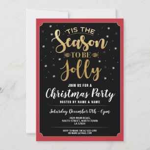 'Tis The Season To Be Jolly Christmas Party Invitation