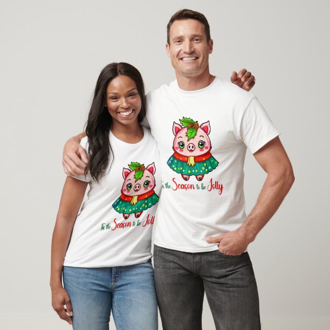 Tis the season to be jolly Christmas Pig T-Shirt (Unisex)