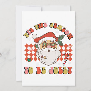 Tis The Season To Be Jolly Christmas Santa Retro G Invitation