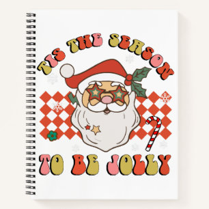Tis The Season To Be Jolly Christmas Santa Retro G Notebook