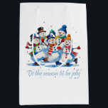 Tis the Season to be Jolly Dancing Jolly Snowmen Medium Gift Bag<br><div class="desc">Tis the Season to be Jolly Dancing Jolly Snowmen.  What a great shirt to wear during the holiday Christmas season</div>