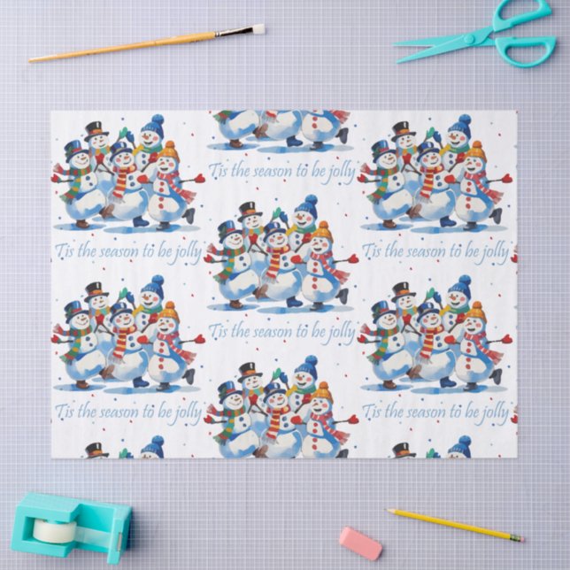 Tis the Season to be Jolly Dancing Jolly Snowmen Tissue Paper (Craft)