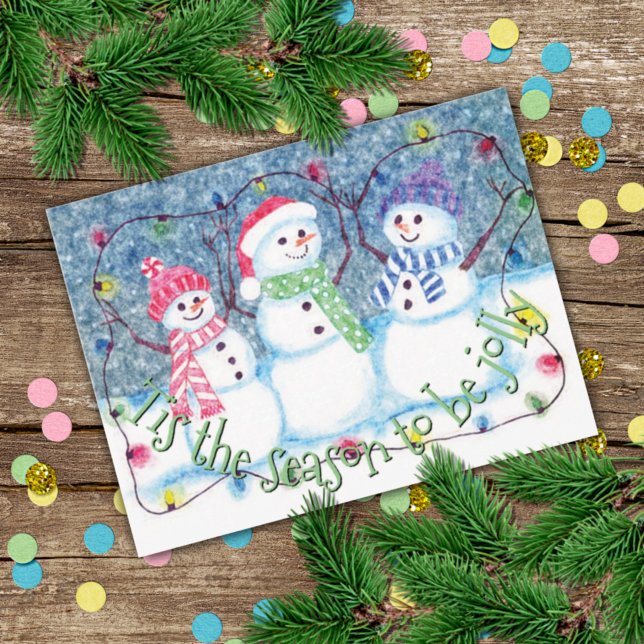 Tis The Season To Be Jolly Funny Snowmen Holiday Card (Creator Uploaded)