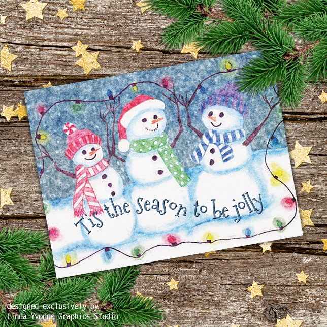 Tis The Season To Be Jolly Funny Snowmen Holiday Card (Creator Uploaded)