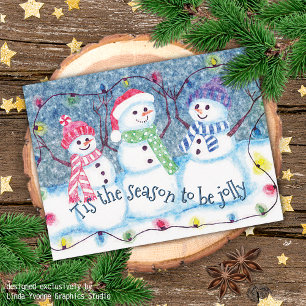 Tis The Season To Be Jolly Funny Snowmen Postcard