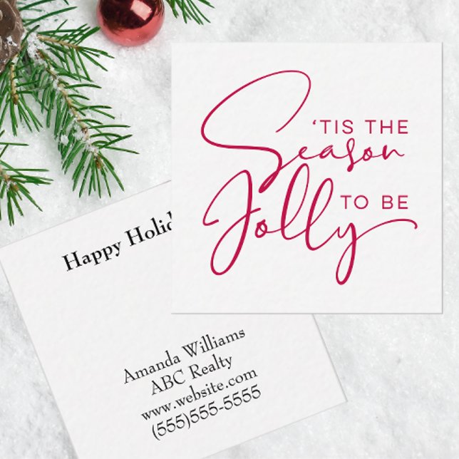 Tis The Season to Be Jolly Holiday Card (Personalized Christmas Notecard for Business)
