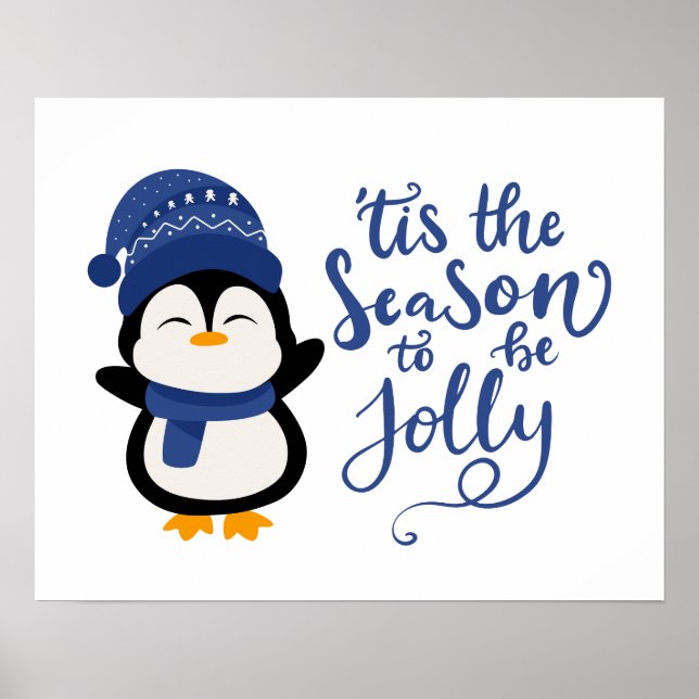 Tis The Season To Be Jolly, Penguin Christmas Poster (Front)