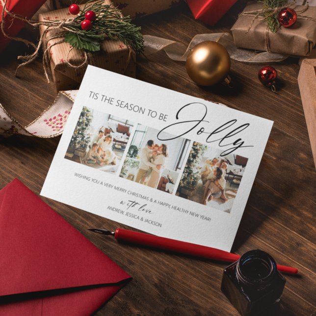 Tis The Season To Be Jolly | Photo Collage Holiday Card (Creator Uploaded)