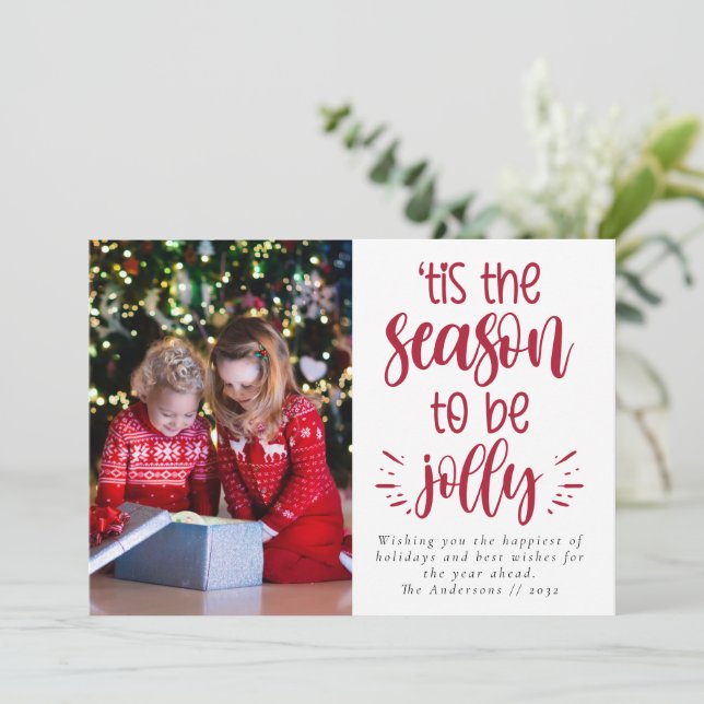 'tis the Season to Be Jolly Photo Holiday Card (Standing Front)