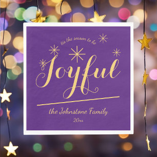 "tis the season to be Joyful" Chic Party Paper     Napkin