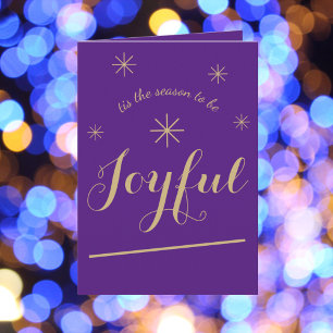 'tis the season to be Joyful' Purple Christmas Card