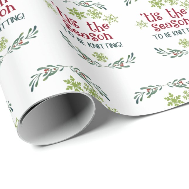 Tis The Season to Be Knitting Winter Christmas Wrapping Paper (Roll Corner)