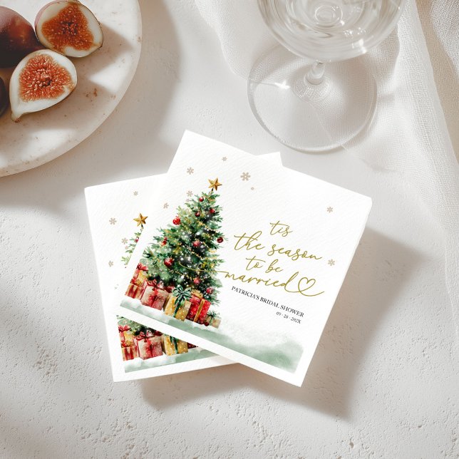 Tis the Season to be Married Bridal Shower Napkin (Creator Uploaded)