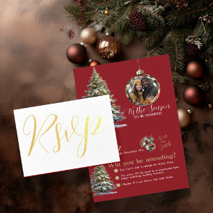 Tis the Season to Be Married Christmas Tree RSVP Foil Card