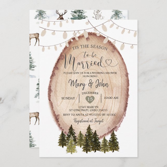 Tis the season to be married Forest Wedding Invitation (Front/Back)