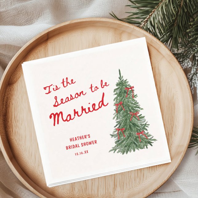 Tis the Season to be Married Holiday Bridal Shower Napkin (Creator Uploaded)