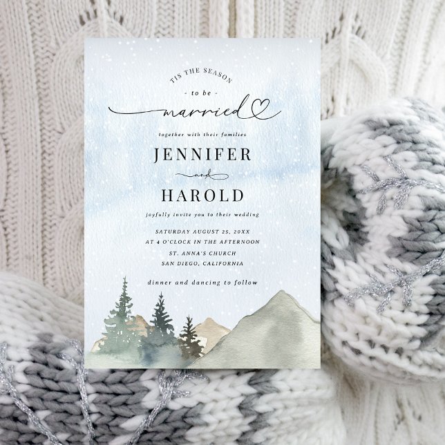 Tis the Season to be Married Snow Forest Wedding Invitation (Creator Uploaded)