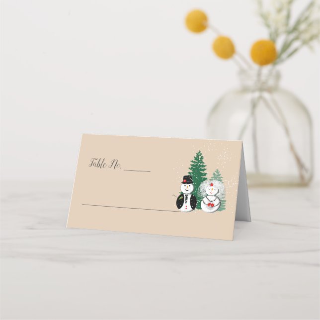 Tis The Season To Be Married Winter Cute Place Card (Front)