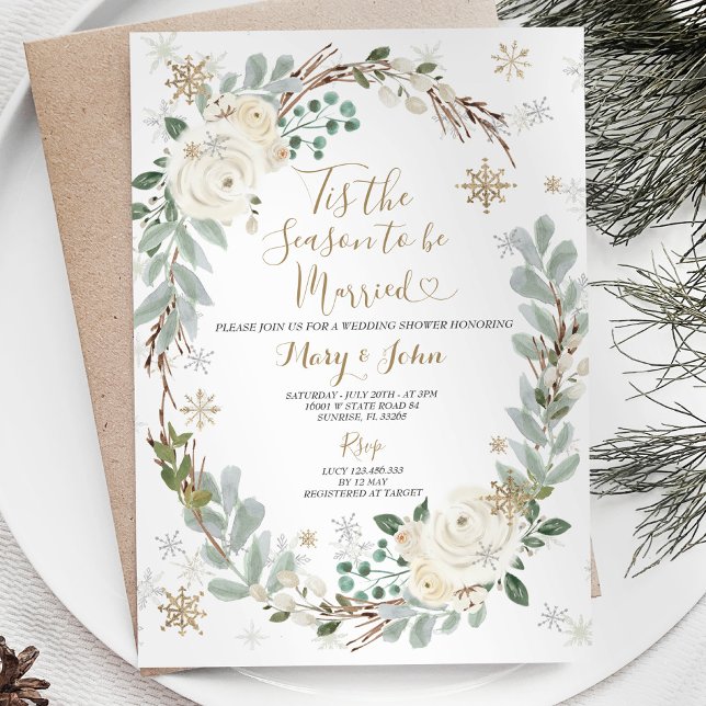 Tis the Season to Be Married Winter Floral Invitation (Creator Uploaded)