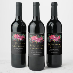 Tis The Season To Be Married Winter Pink Christmas Wine Label