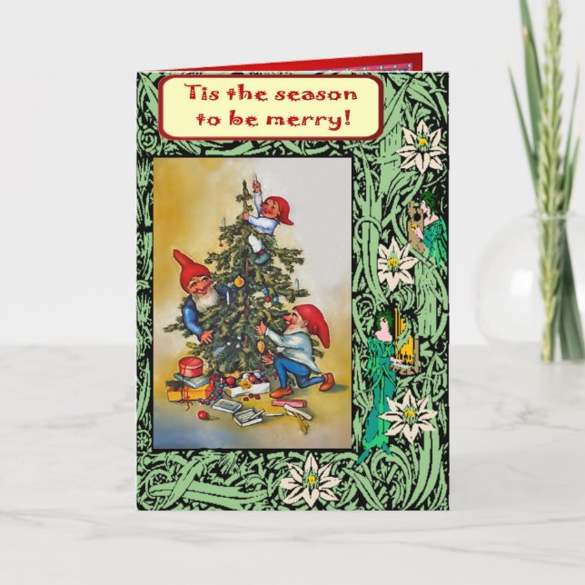 Tis the season to be merry with the elves holiday card (Front)