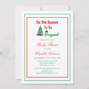 Tis The Season To Be Pregnant Baby Shower Invitation