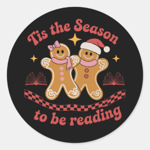 Tis The Season To Be Reading Christmas School Classic Round Sticker