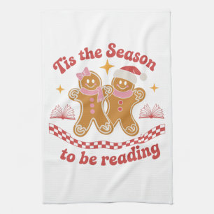 Tis The Season To Be Reading Christmas School  Tea Towel