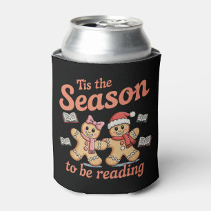 Tis The Season To Be Reading Gingerbread Christmas Can Cooler
