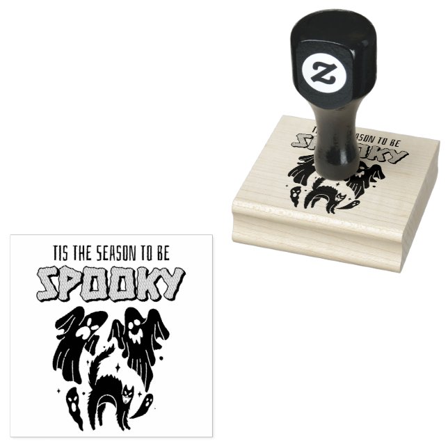 Tis the Season to be Spooky Creepy Halloween  Rubber Stamp (Stamped)