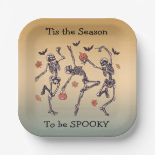 Tis The Season to Be Spooky - Skeletons Dancing Paper Plate