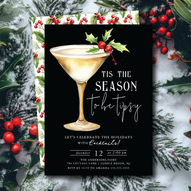 'Tis the Season to Be Tipsy! Cocktail Party Invitation (Creator Uploaded)