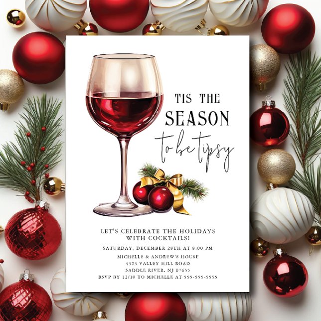'Tis the Season to Be Tipsy! Cocktail Party Invitation (Creator Uploaded)