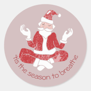 Tis The Season To Breathe Yoga Santa Classic Round Sticker