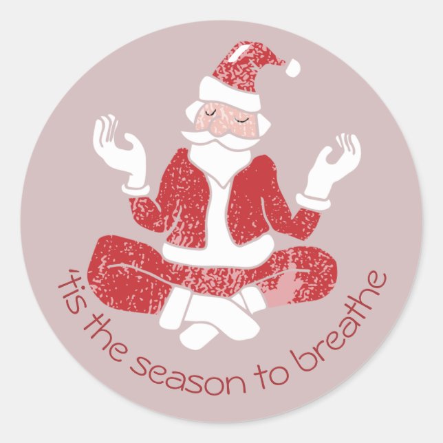 Tis The Season To Breathe Yoga Santa Classic Round Sticker (Front)