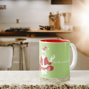 'Tis The Season To Breathe Yoga Santa Two-Tone Coffee Mug