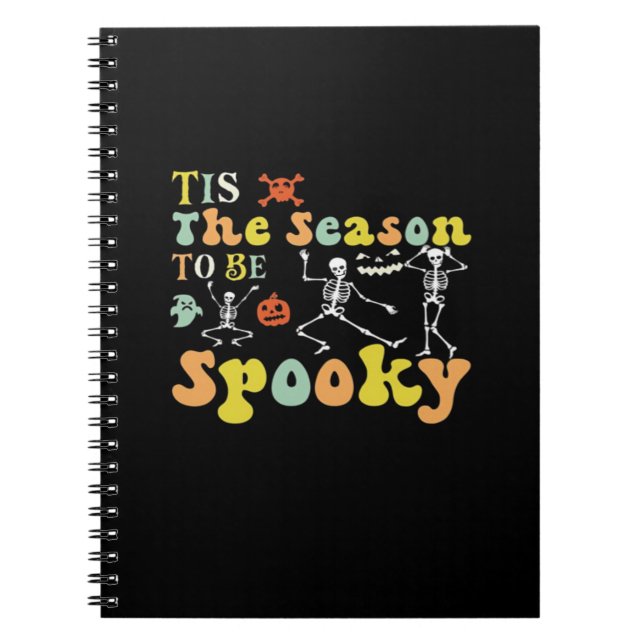 Tis The Season To Creepy Funny Dancing Skeletons M Notebook (Front)