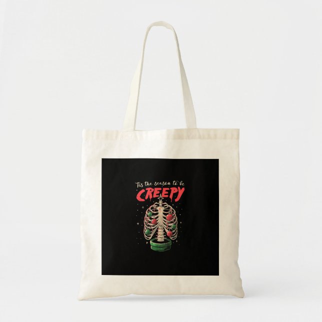 Tis The Season To Creepy Skeleton Tree Tote Bag (Front)