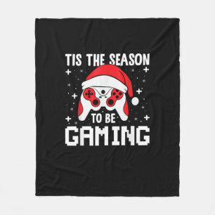 Tis The Season To Gaming Christmas Gamer Heartbeat Fleece Blanket