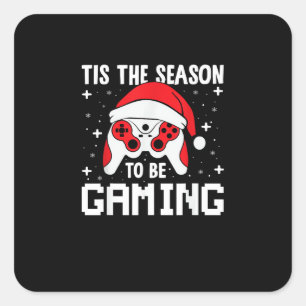 Tis The Season To Gaming Christmas Gamer Heartbeat Square Sticker