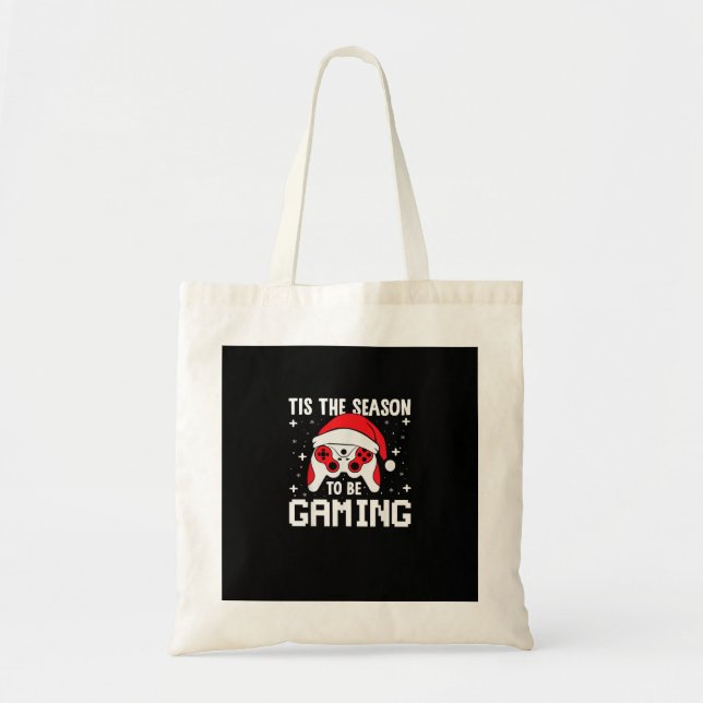 Tis The Season To Gaming Christmas Gamer Heartbeat Tote Bag (Front)