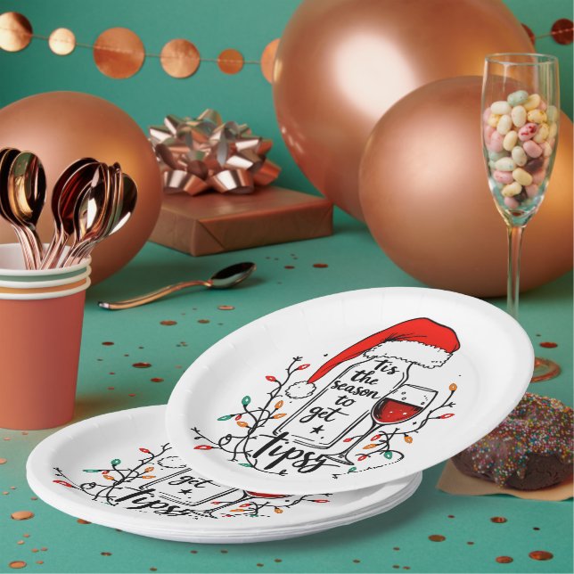 'Tis The Season to Get Tipsy  Paper Plate (Multi)