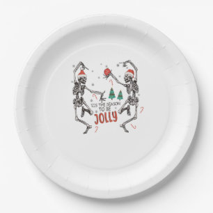 Tis The Season To Jolly Funny Christmas Skeleton D Paper Plate