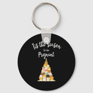 Tis The Season To Pregnant Cute Christmas Tree Men Key Ring