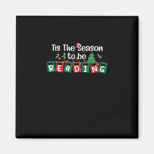 Tis The Season To Reading Christmas Teacher Book Magnet