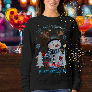 Tis the Season to Rock Ugly Sweaters funny Snowman
